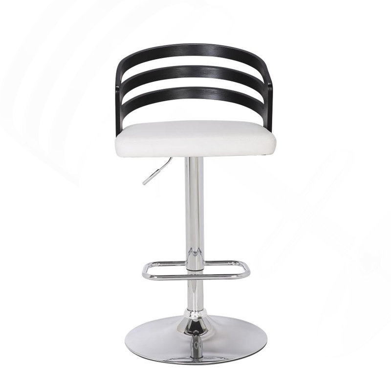 Swivel Bar Stool With Cushion, White/Black