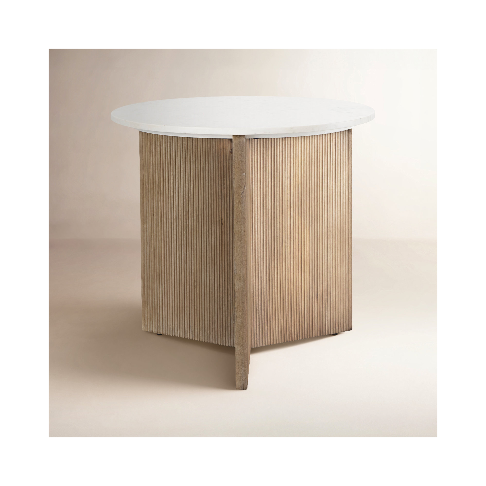Estelle 32" Solid Wood Bistro Table, Light Brown, White