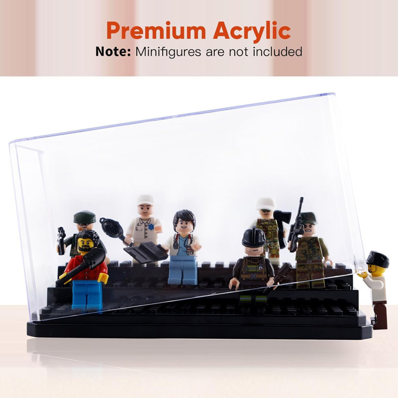 Sized Miniature Display Case For Figures, 2 Pack Building Block Display Cases For Collectibles, Acrylic Display Storage Box, Gift For Action Figure & Miniatures Toys Lovers