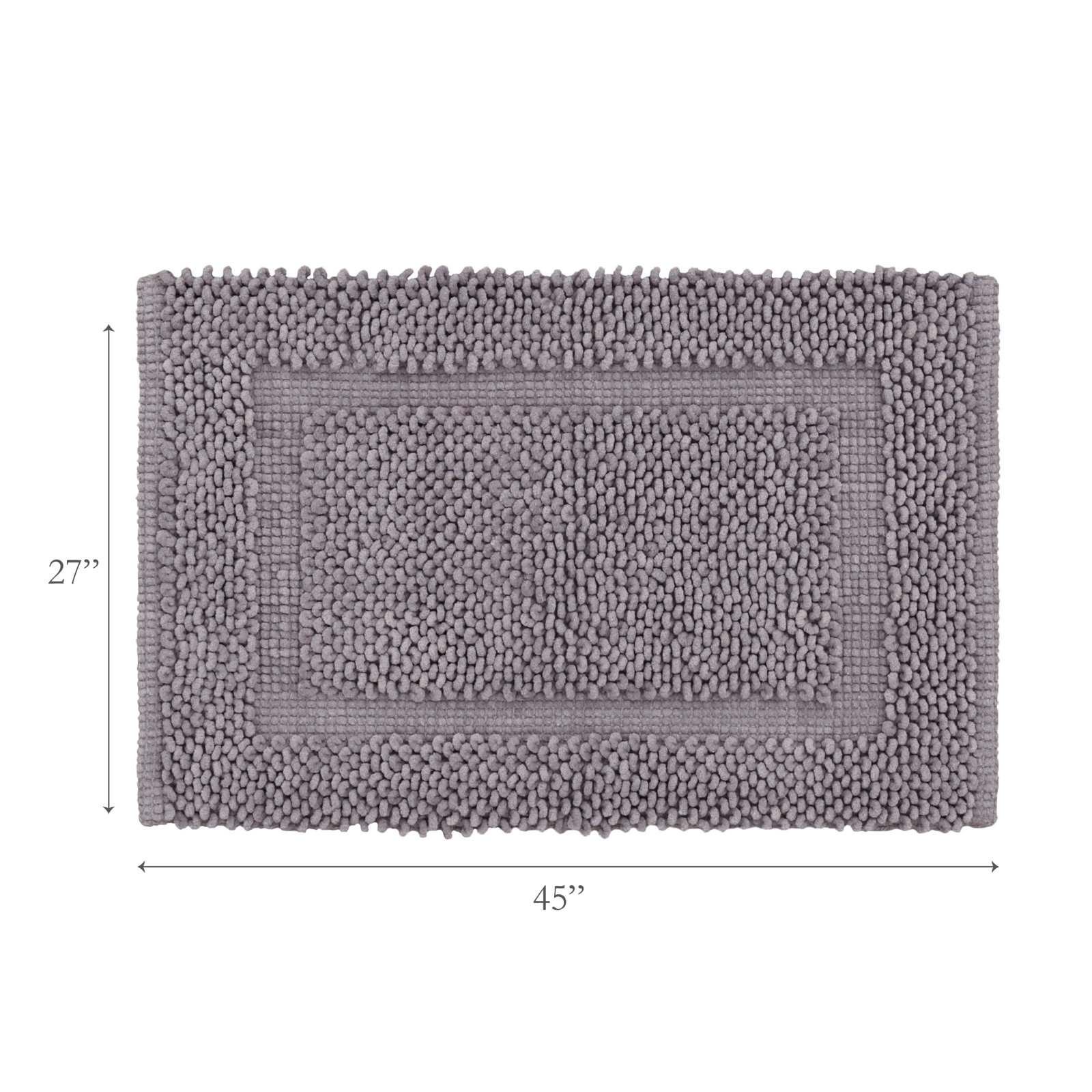 Payten Classic Cotton Bath Mat, Charcoal, Single - 27"W x 45"L