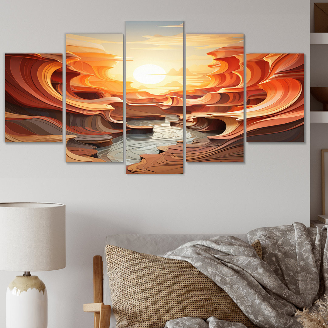 5 Orange Canyon Canyons Depths Multipanel Metal Wall Decor Set Design Art