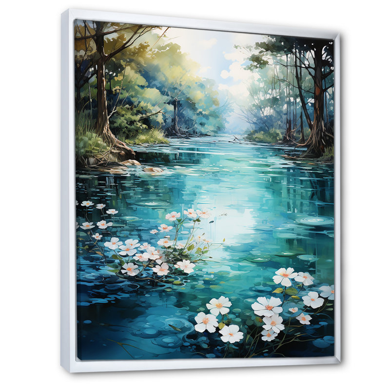 Romantiques sérénités florales II - impression, Cadre flottant blanc, H 40 po x l 30 po x P 1,5 po