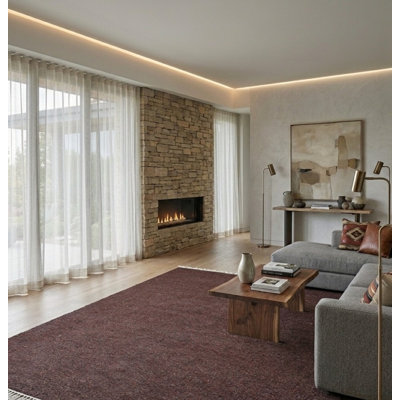 Tapis d'intérieur rectangulaire en coton et polyester tissé à la main