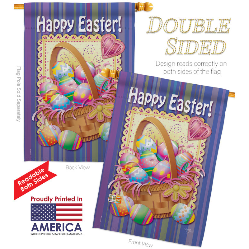Double Sided 40'' H x 28'' W Polyester Easter Flag Set