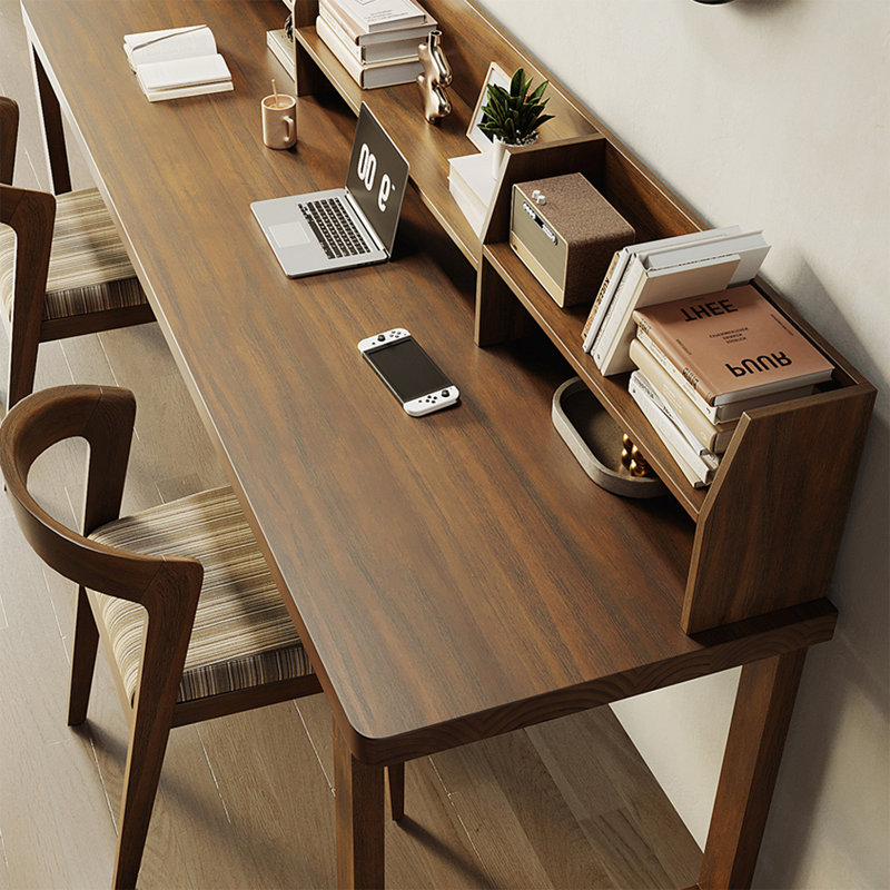 Bureau rectangulaire en bois massif brun noisette, H 45,28 po x l 94,49 po x P 23,62 po
