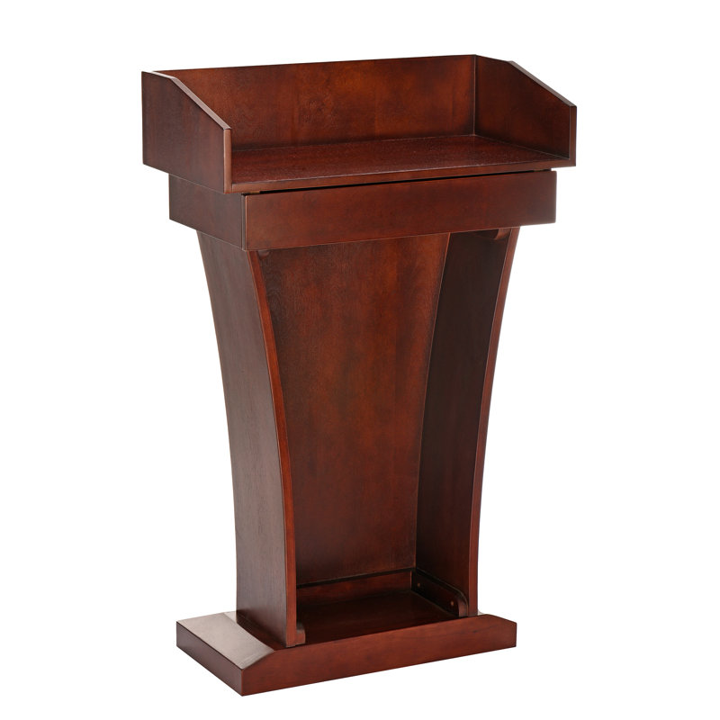 Adiroffice Stand-Up Podium Lectern With Drawer And Storage Area, Cherry