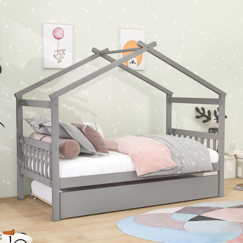 Patchin Wood Daybed with Trundle and Slats, Gray, Twin