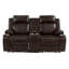 Ensemble de salon 2 pièces brun avec fauteuil inclinable électrique, réglable et compartiment de rangement dissimulé, style contemporain : chargeur intégré, porte-gobelets, finition
