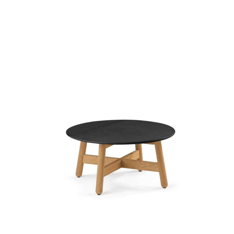 Mbrace Outdoor Round Teak Coffee Table, Black