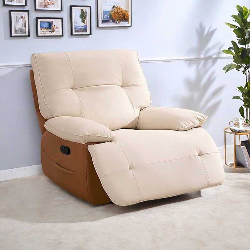 Fauteuil inclinable multifonctionnel en similicuir Quanasia, Beige / café