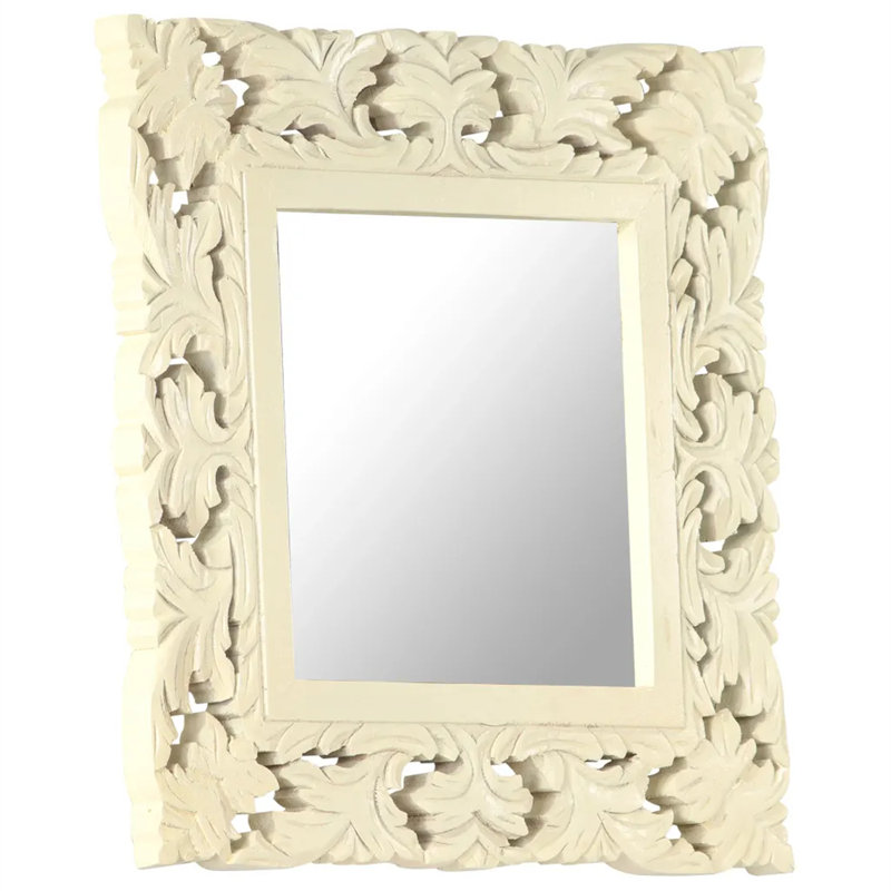 Nardone Flat Wall Mirror, White, 50cm H x 50cm W