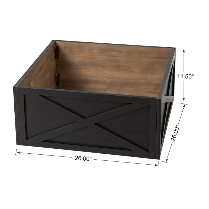 Collier pour arbre en bois noir délavé (KD) L 26 po x l 26 po, Noir, H 11,5 po x l 26 po x P 26 po