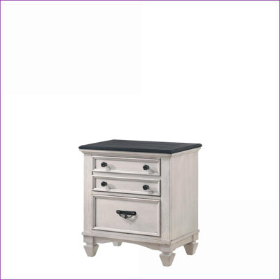Table de chevet transitionnelle deux tons avec 2 tiroirs de rangement - Mobilier de chambre à coucher