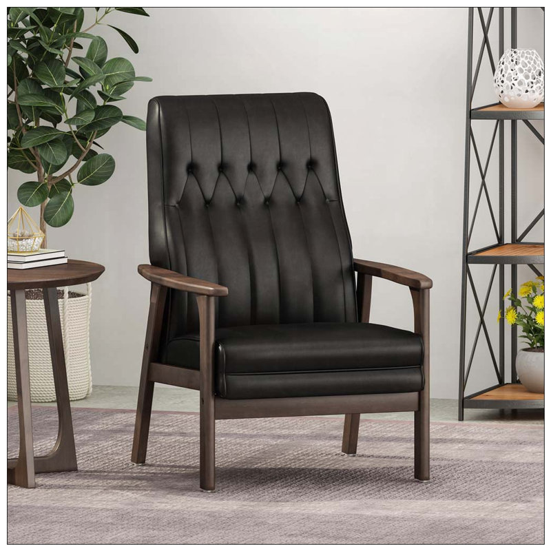 Chaise d'appoint rembourrée en similicuir, Noir mat
