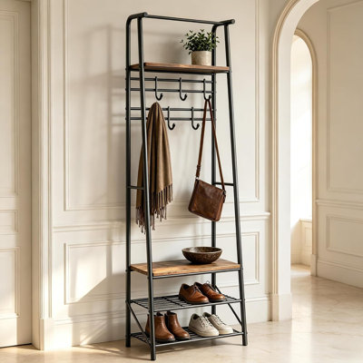 Arbre d'entrée avec banc et rangement pour chaussures, rangement pour hall d'entrée 4 en 1