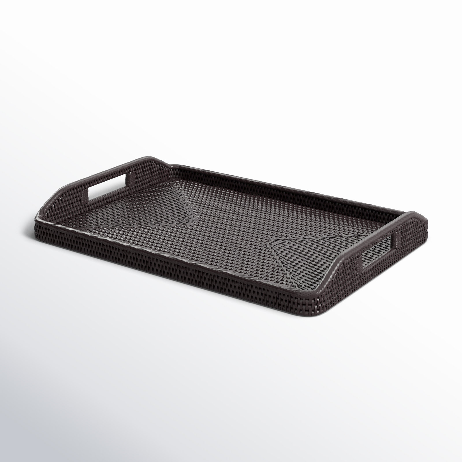 Grayton Rectangular Ottoman With High Handles Serving Tray, Tudor Black, 1" H x 17" W x 12" D