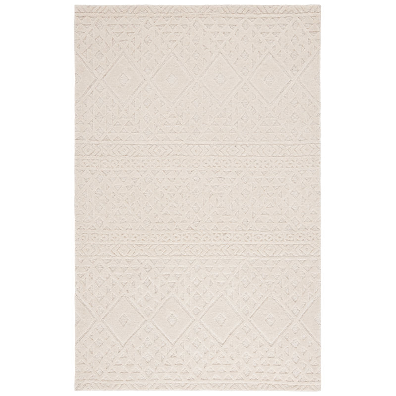 Kennedie Hand Tufted Wool & Cotton Geometric Shapes Rug, Rectangle 6' x 9'