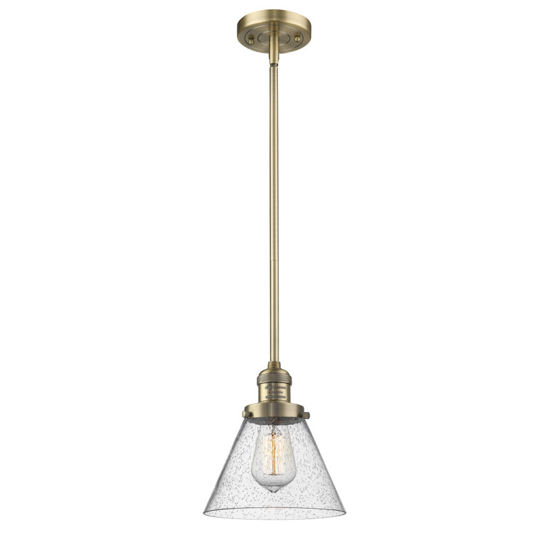 Luminaire suspendu conique à 1 lumière Mosley, Grainé, Ampoule DEL 6 watts Vinage, Laiton brossé