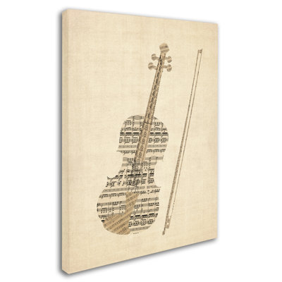 Violin Old Sheet Music by Michael Tompsett - Graphic Art on Canvas
