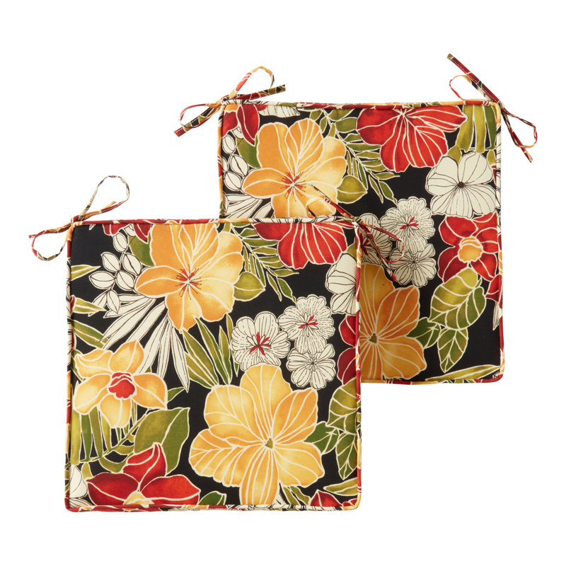Sunbrella Outdoor Dining Chair Seat Pad, Aloha Black
