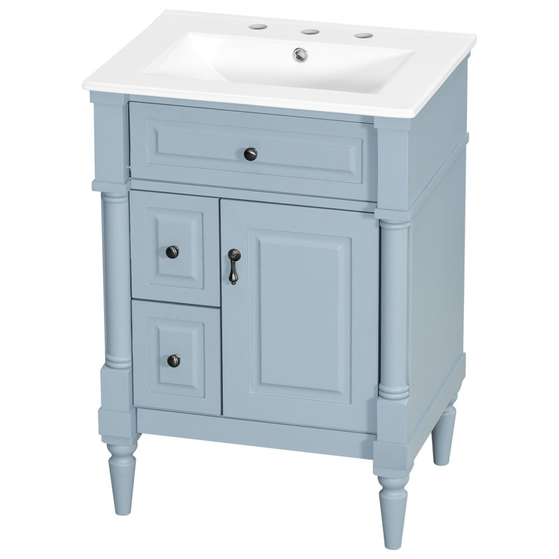 24 Inch Bathroom Vanity With Sink,Blue Gray, Blue Gray