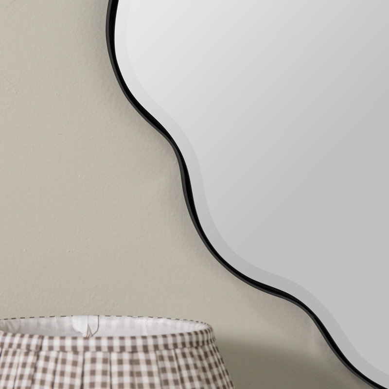 Cleo Scalloped Metal Mirror, Black