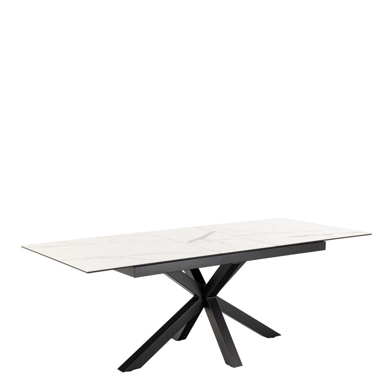 Harrisonburg Extendable Metal Base Dining Table, 76cm H x 90cm W x 210cm L, White
