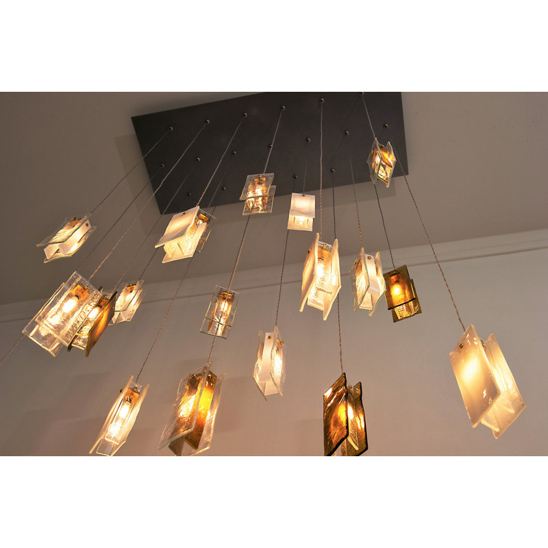 LED Pendant, 48" H x 30" W x 12" D, Amber, 19