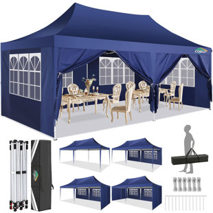 Marquee Gazebo with Sides 2.0, Upgrade Structure Wind & Waterproof Easy up UV Blocking with 4 Sidewalls & Carry Bag & 4 Stakes & Ropes 50 Ft. W x 25 Ft. D Aluminum Pop-Up Canopy