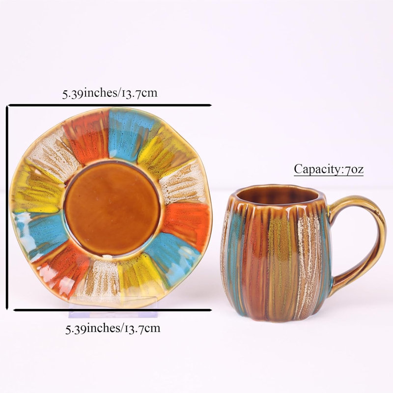 Hand drawn Rainbow Glazed Coffee Cup