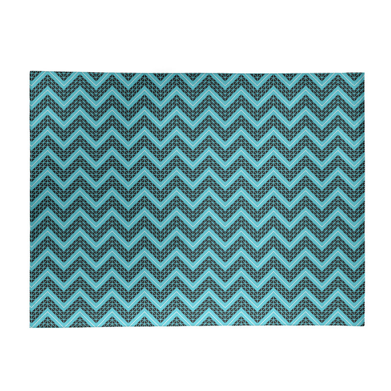 Tapis bleu/noir à chevrons à main inversé, Rectangle 9 pi x 12 pi