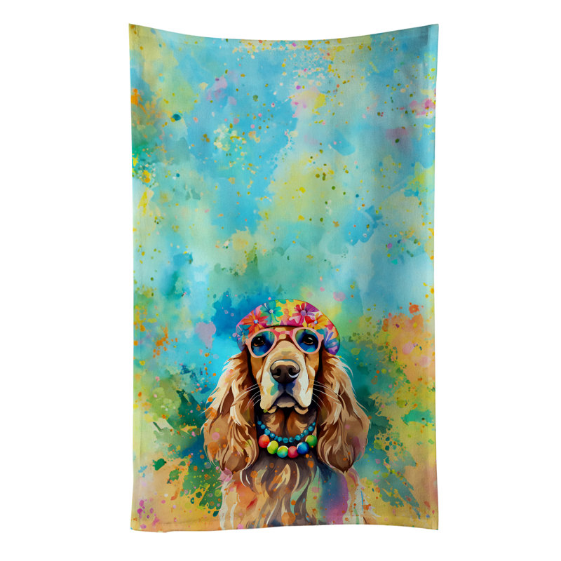 Cocker Spaniel Hippie Dawg Kitchen Towel