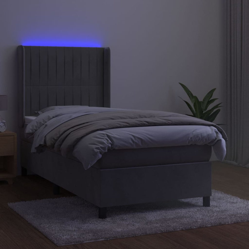 Asaf Bed, European Single (90 x 200cm), Light Grey
