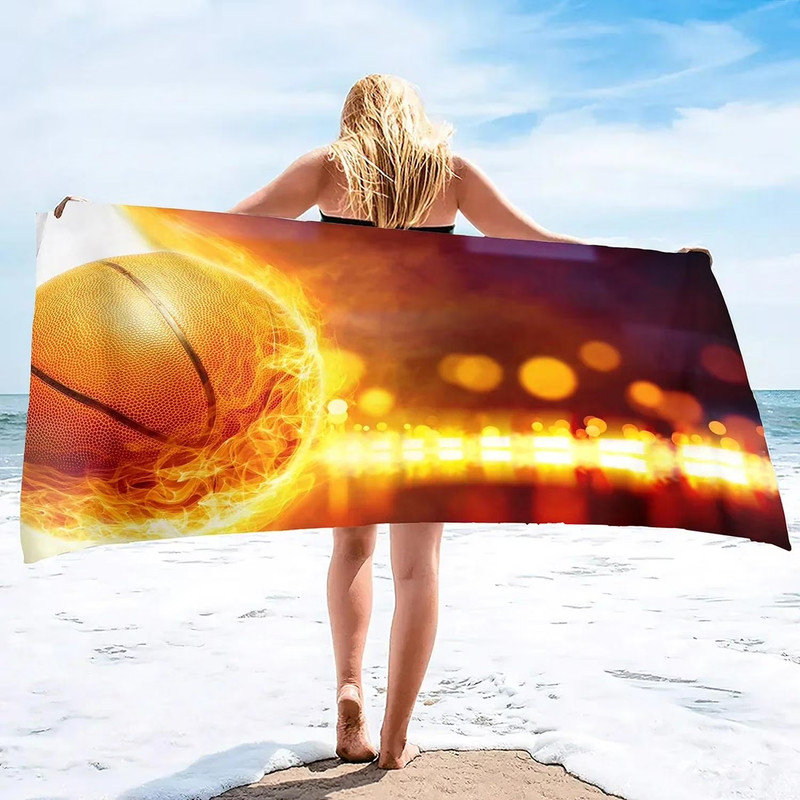 Basketball Large Beach Towel,Soft and Quick Dry Overd Bath Soft Microfiber for Sports Girls Teens Adults Men 50*60inch