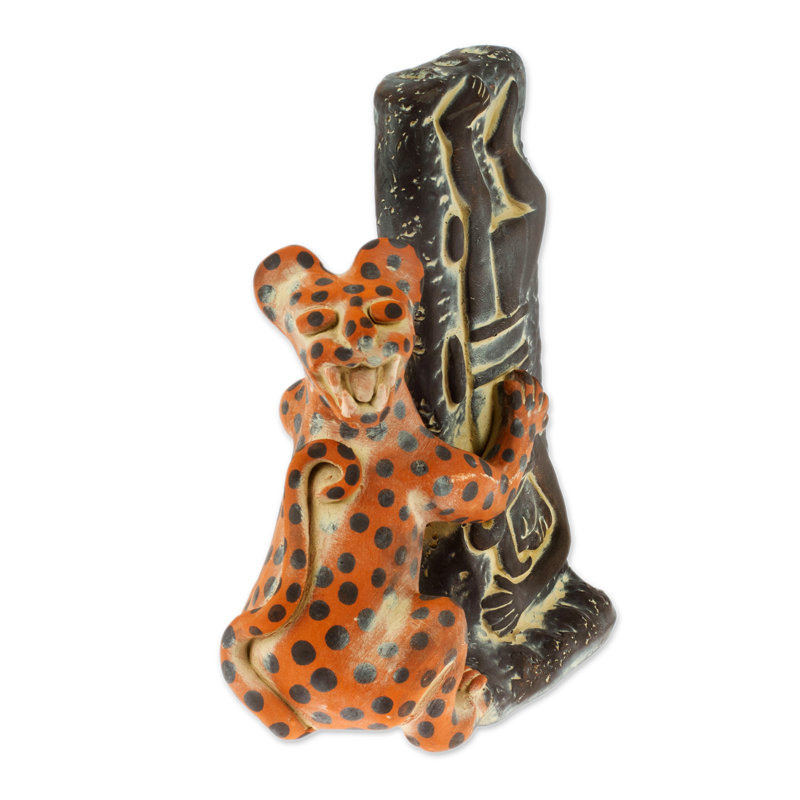 Jaguar Olmeca avec figurine en céramique humaine