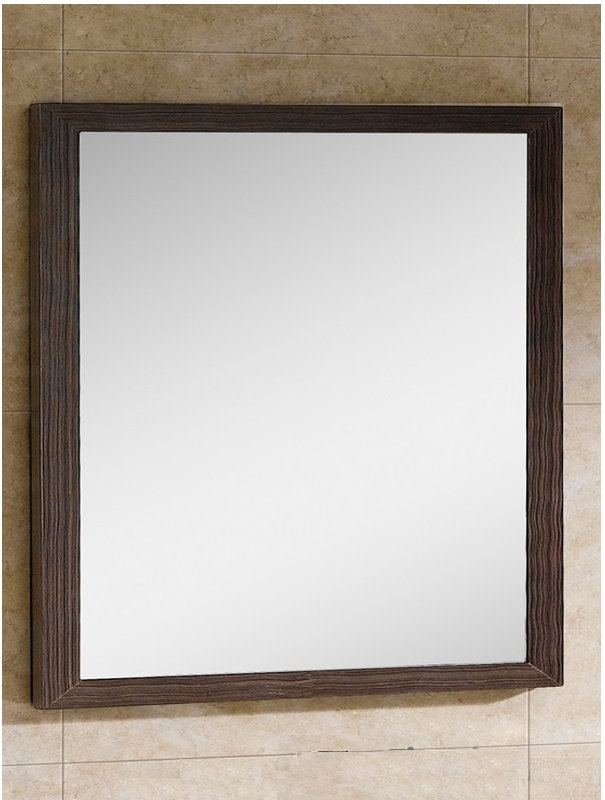 Heyer Wood Wall Mirror, Ebony Wave, 33.5" H x 29.5" W