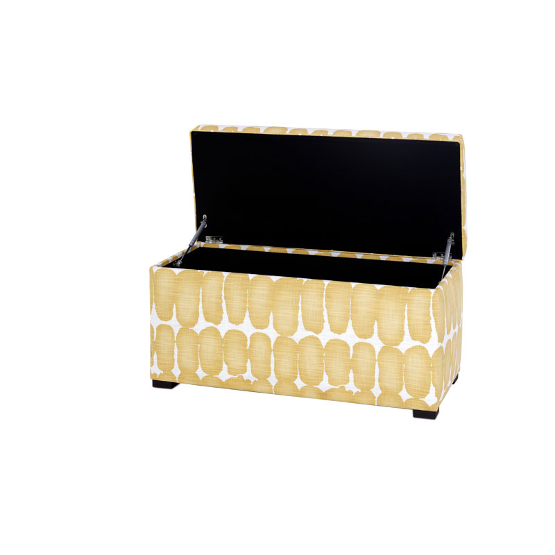Birney Upholstered Storage Bench, Yellow/White