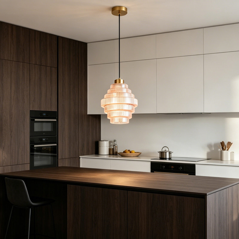 Luminaire suspendu en verre Pagoda, cordon réglable et commande murale, ampoule E26 incluse