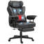 Fauteuil de bureau de massage noir avec 6 points de vibration, fauteuil de bureau chauffant de grande et grande taille de 400 lb, avec repose-pieds et support lombaire, fauteuil de bureau inclinable en microfibre-904242703