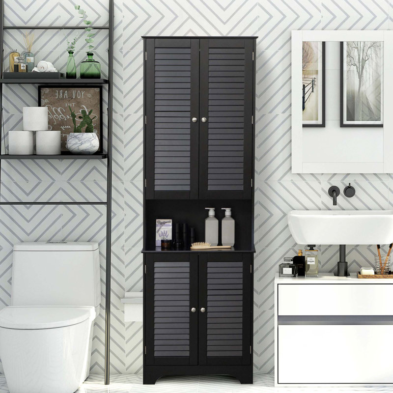 Armoire de rangement haute et étroite Tall, Noir, noir, noir, noir