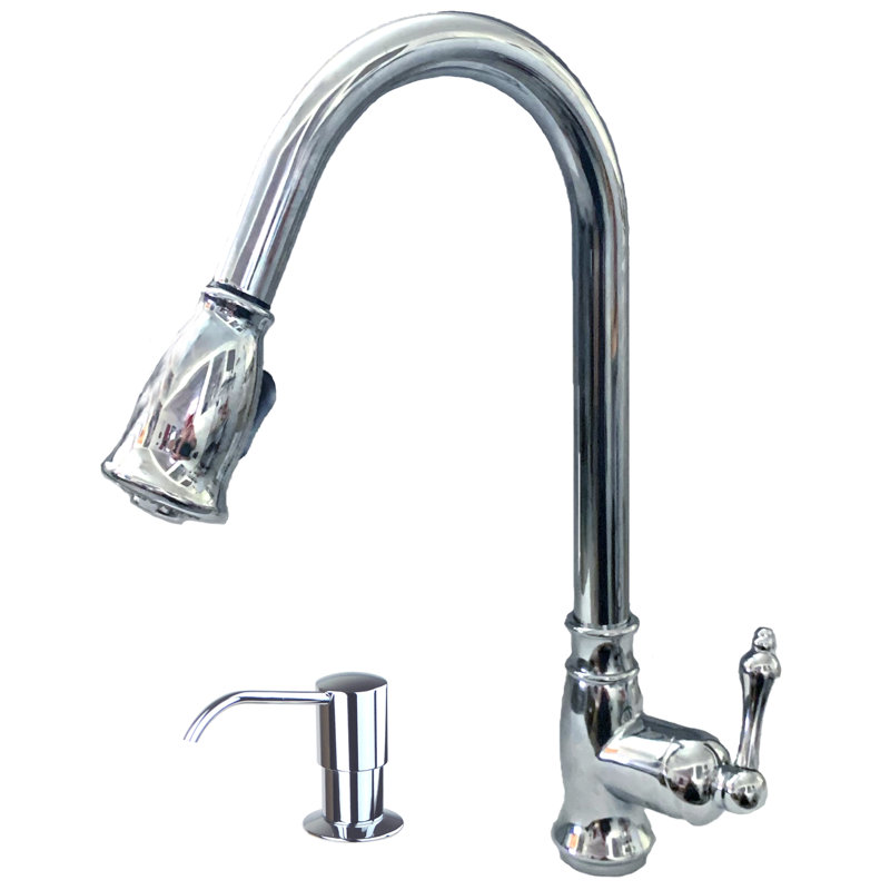Single Handle Pull Down Kitchen Faucet with Optional Soap/Lotion Dispenser, With Soap Dispenser, Chrome