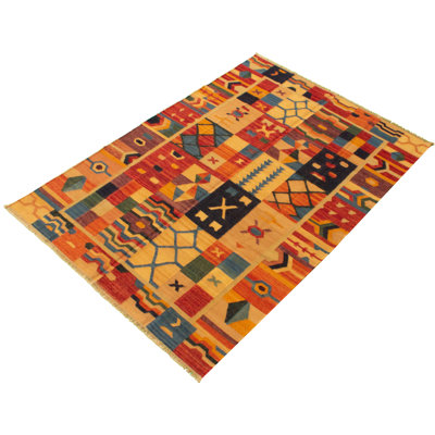 One-of-a-Kind Rectangle 6'2" X 8'11" New Age Wool Area Rug in Beige/Red