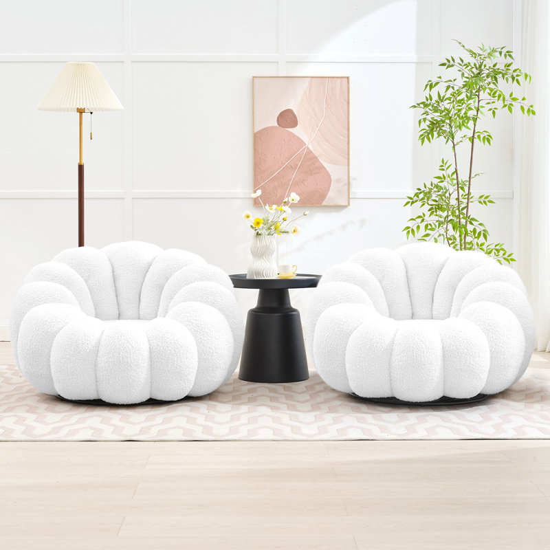 Chaise pivotante rembourrée Cheridyn (ensemble de 2), Blanc
