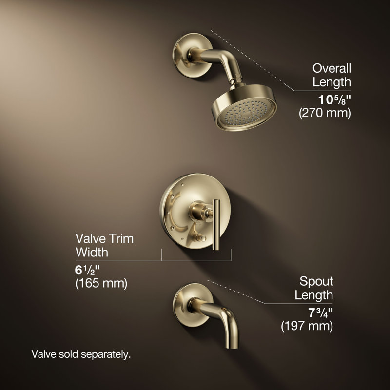 Purist Rite-Temp Pressure-Balancing Bath and Shower Faucet Trim with Push-Button Diverter, 7-3/4" Spout and Lever Handle, Valve Not Included