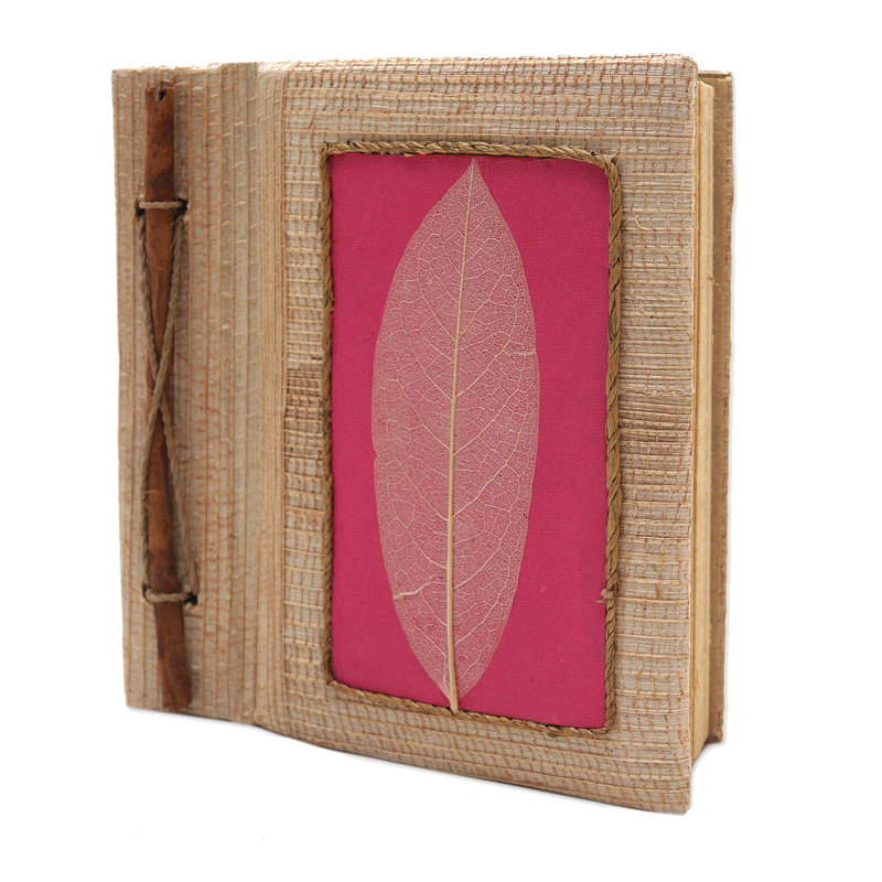 Feuille journal en fibre naturelle Novica, Rose