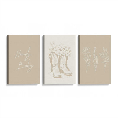 Tan Cowboy Trio Set of 3