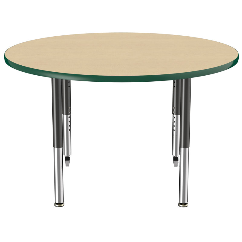 Table ronde à hauteur réglable, 48", Érable / vert / noir, Super