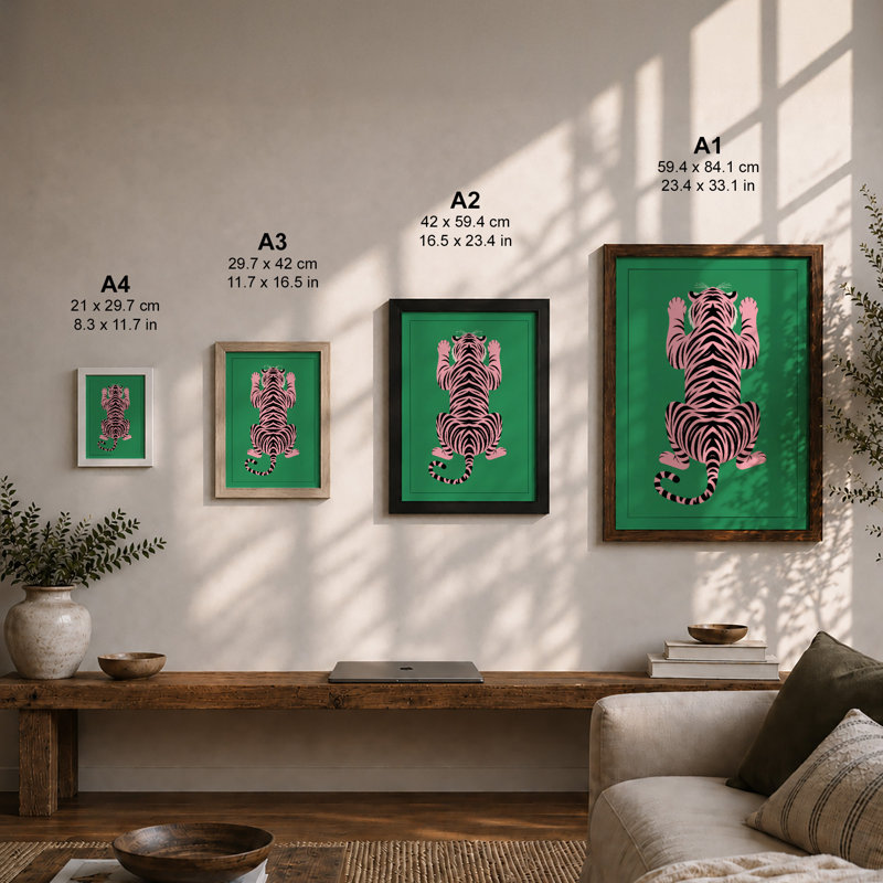 Geometric Tiger Art Deco - Framed Print, Unframed, A1 - 84.1 x 59.4 cm