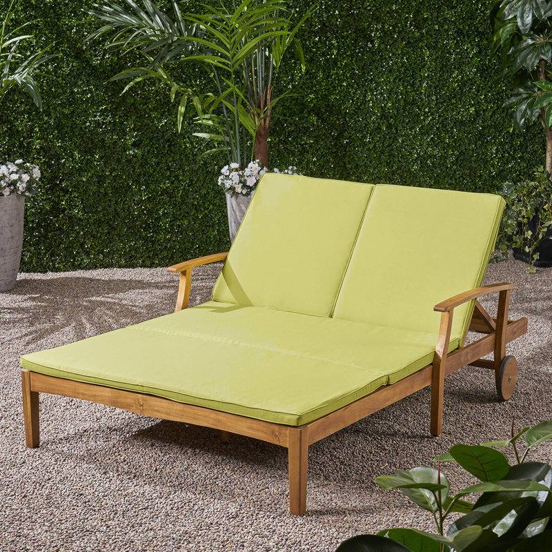 Double chaise longue de patio avec coussin, Vert