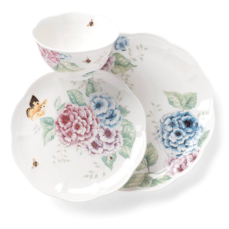 Lenox Butterfly Meadow Hydrangea 12 Piece Dinnerware Set, Service for 4